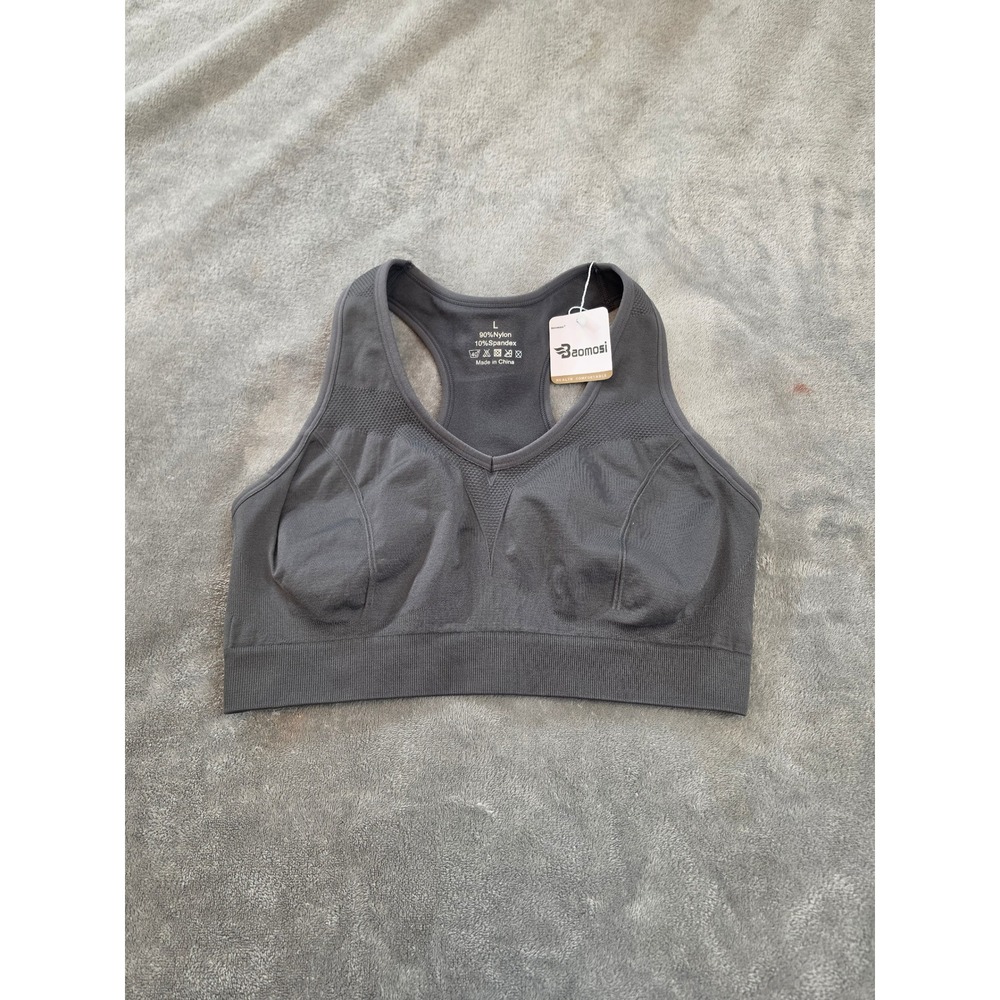 Baomosi Gray‎ Seamless Racerback Sports Bra Size L New With Tags